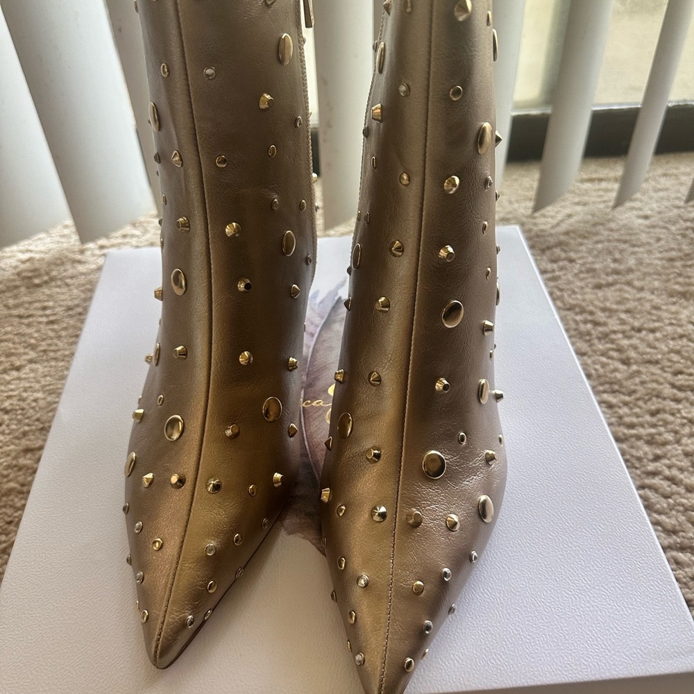 Elegant Gold Studded Women's Boots